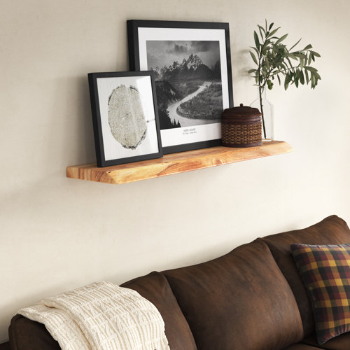 Foundstone Rory Acacia Solid Wood Floating Shelf with Live Edge